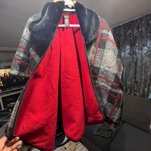 Red and Black Plaid Poncho